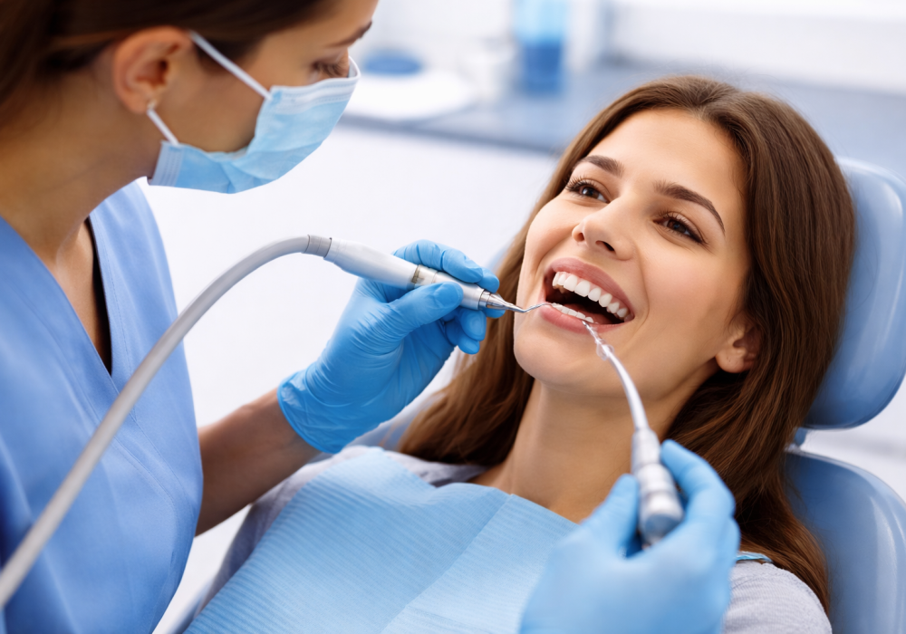 Teeth cleaning with a bright smile